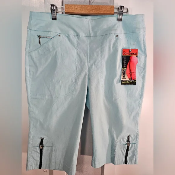 Jamie Sadock "Perfect Fit" Capris Pastel Aqua Blue Cropped - Picture 2 of 12
